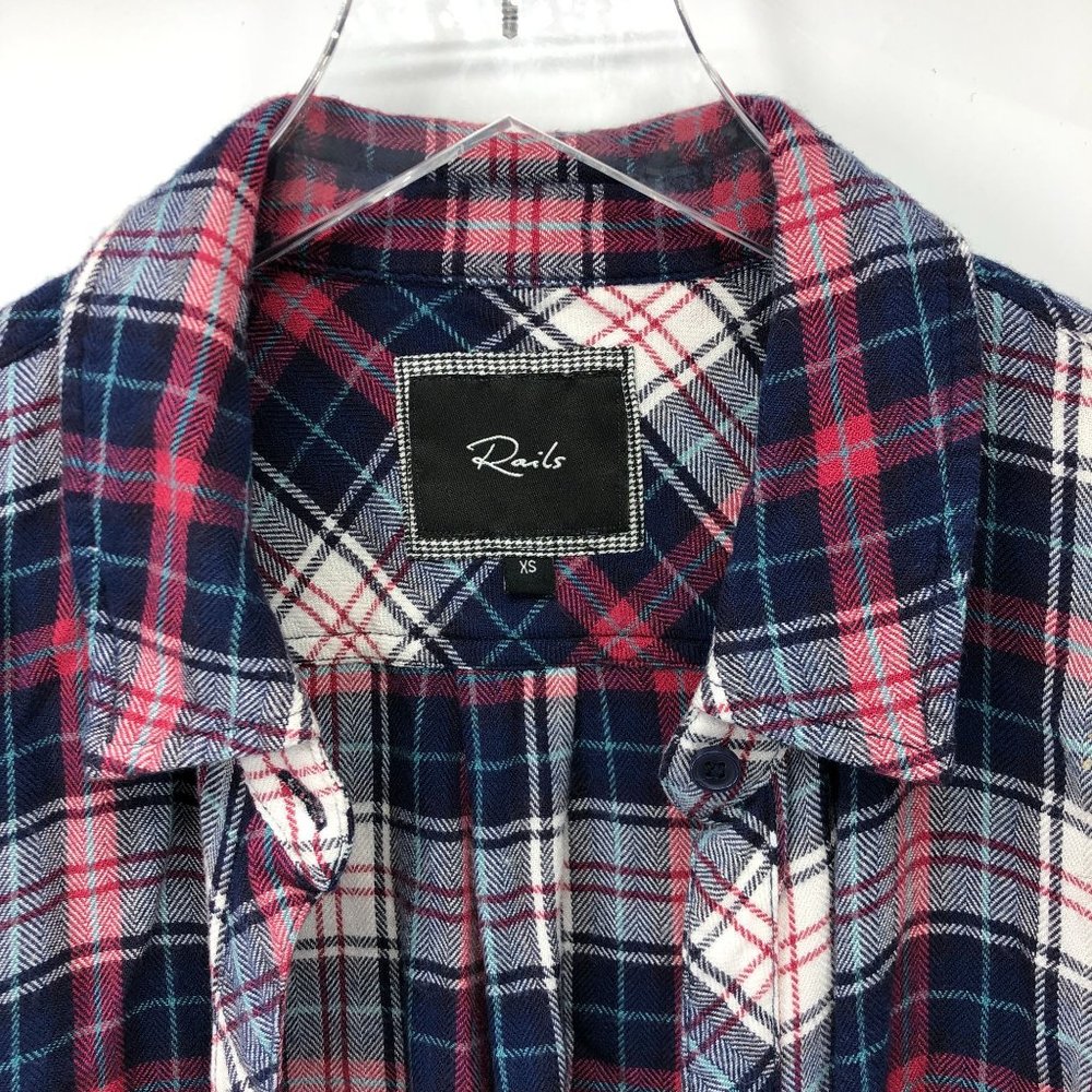 Rails XS Hunter Long‎ Sleeve Button Up Plaid Shirt Top Blouse Womens
